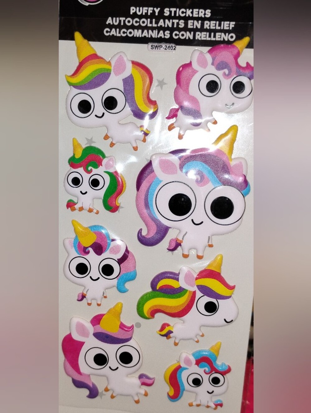 Cute Rainbow Unicorn Puffy 3D Stickers - Multicolor 3 for $10 or 7 for $20